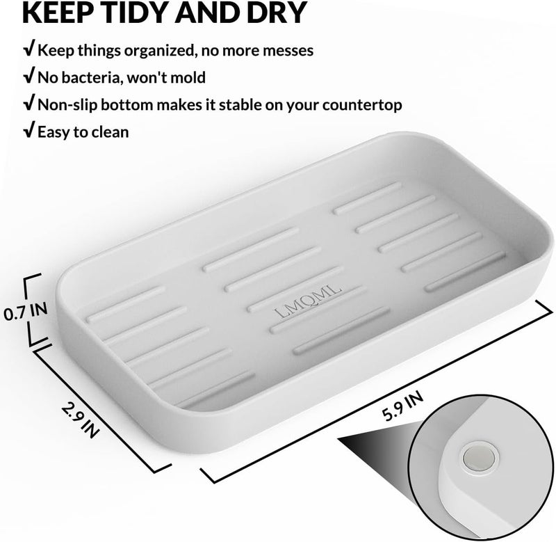 LMQML Soap Dispenser - 2 Pack, Antique Design Thick Glass Hand Soap Dispensers with Sturdy Tray; 304 Rust Proof Stainless Steel Silver Pump, 12Pcs Stickers, for Kitchen, Bathroom - Image 4